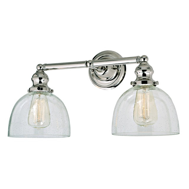 Union Square two light clear bubble Madison bathroom wall sconce