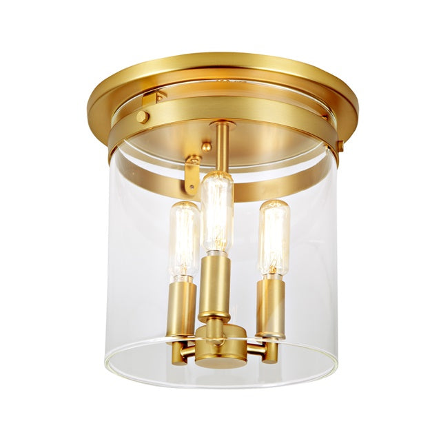 Roxbury Three Light Cylinder Glass Flushmount