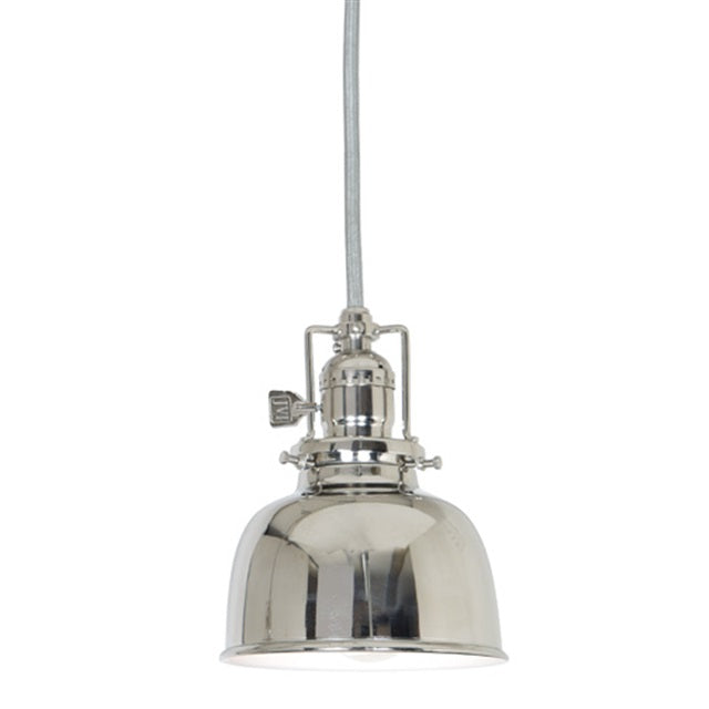 One light Union Square pendant 5" Wide metal shade, inside finish white