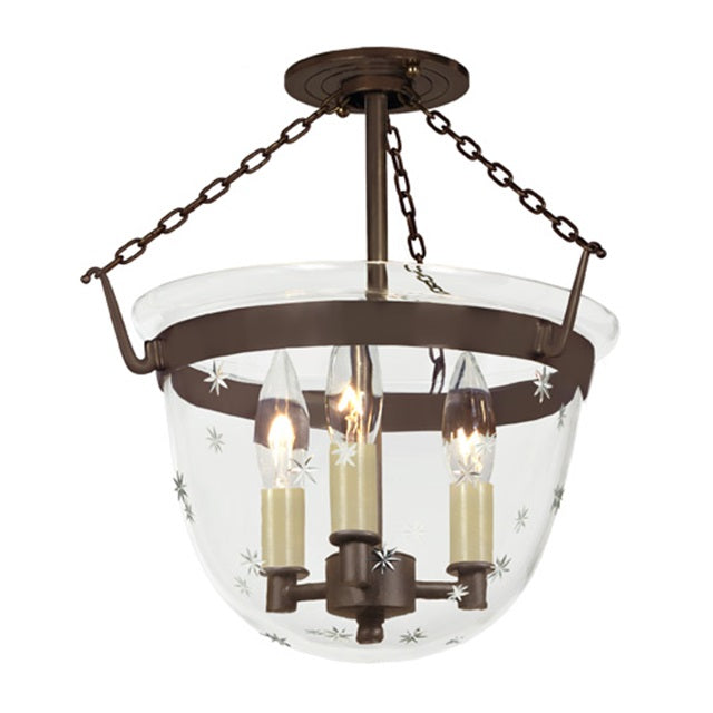 Small semi flush classic bell lantern in tiny star glass