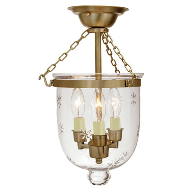 Small semi flush bell jar lantern with star glass