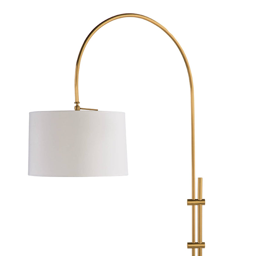 Arc Floor Lamp With Fabric Shade - Natural Brass