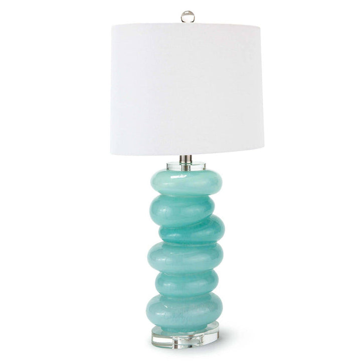 Stacked Pebble Glass Table Lamp - Aqua