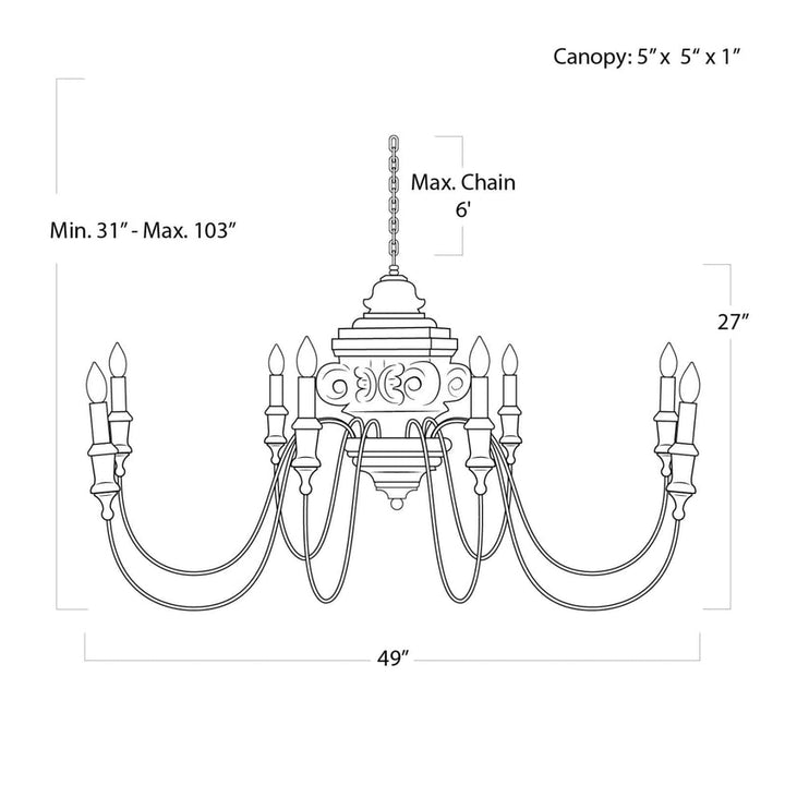 Wood Carved Chandelier