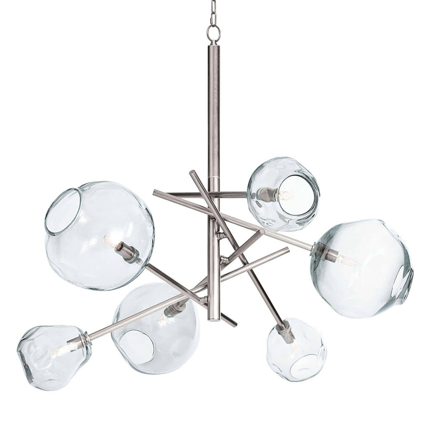 Molten Chandelier With Clear Glass - Polished Nickel