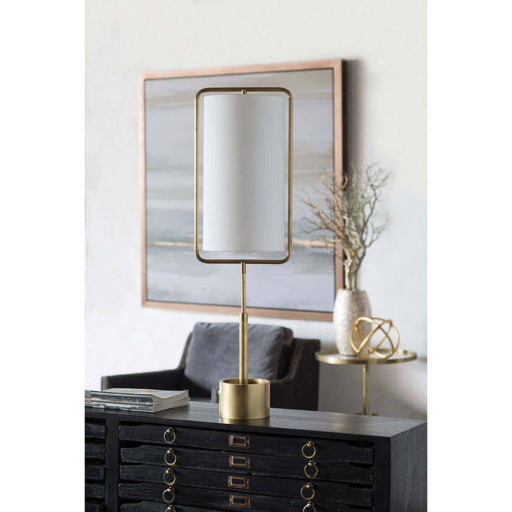 Geo Rectangle Table Lamp - Natural Brass