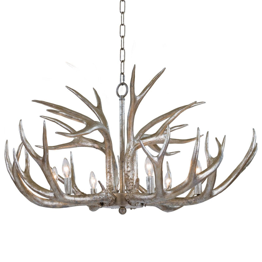 Antler Chandelier - Ambered Silver Leaf