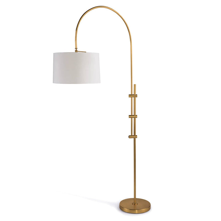 Arc Floor Lamp With Fabric Shade - Natural Brass