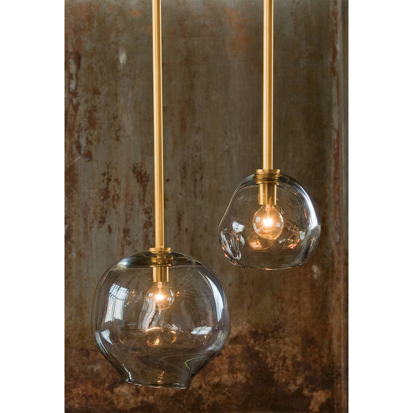 Molten Pendant Large With Smoke Glass - Natural Brass