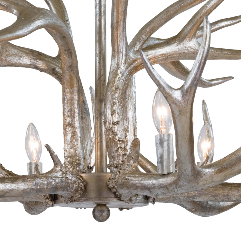 Antler Chandelier - Ambered Silver Leaf