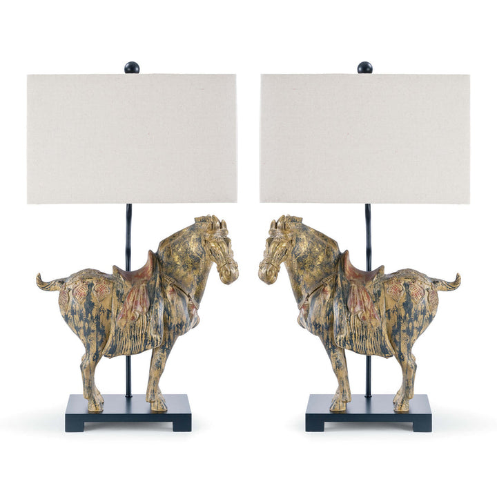 Dynasty Horse Table Lamps Pair