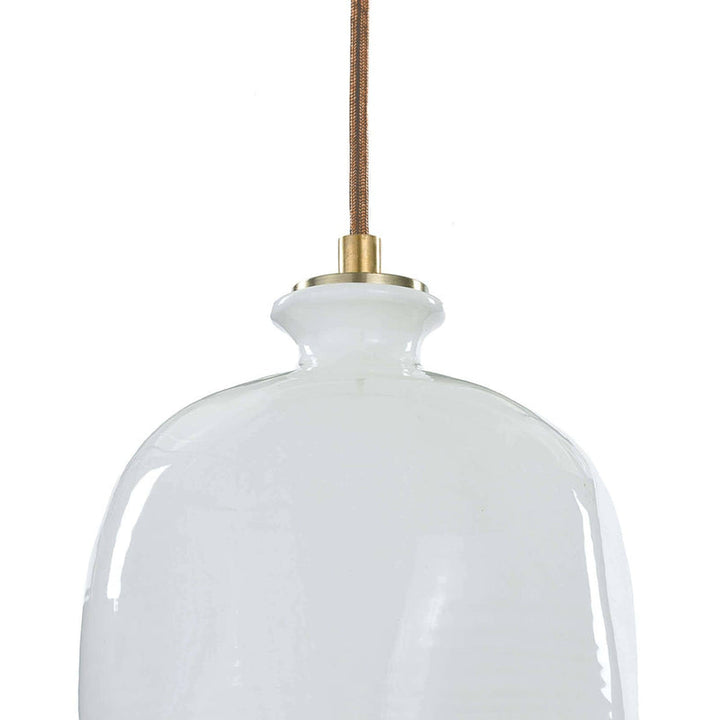 Bianca Ceramic Pendant - Gloss White and Gold