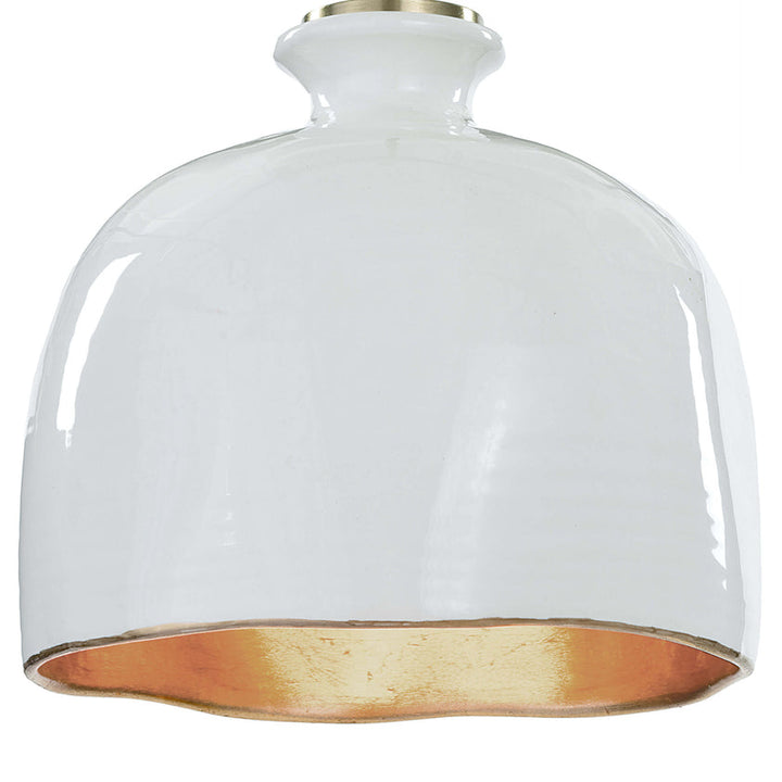 Bianca Ceramic Pendant - Gloss White and Gold