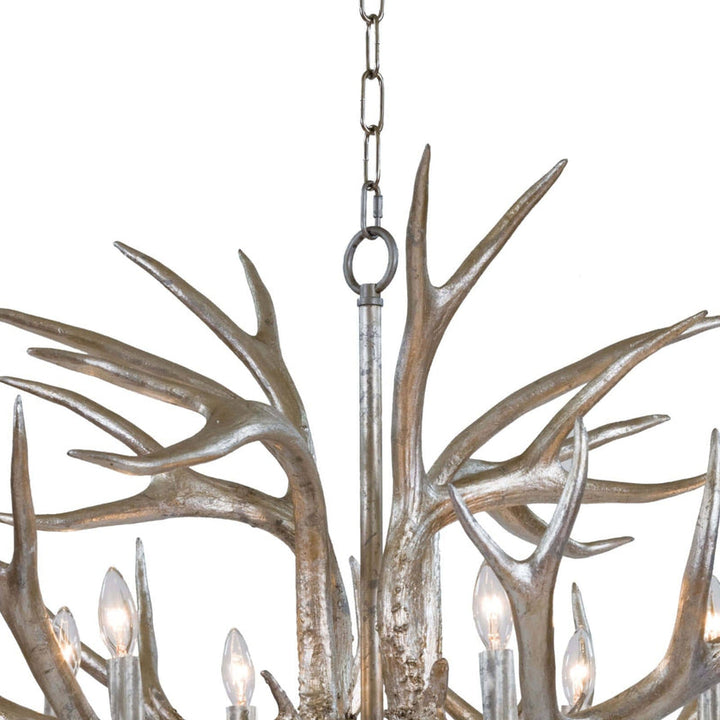 Antler Chandelier - Ambered Silver Leaf