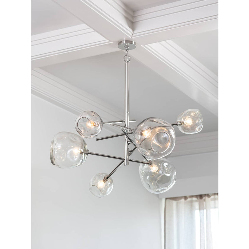 Molten Chandelier With Clear Glass - Polished Nickel