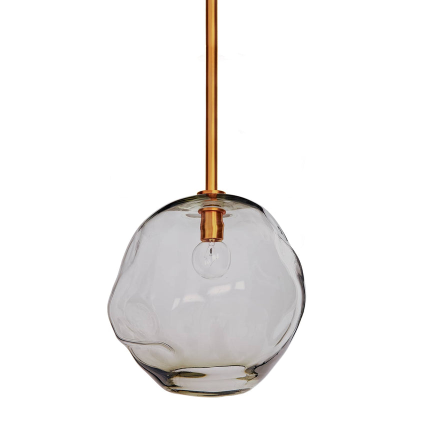 Molten Pendant Large With Smoke Glass - Natural Brass