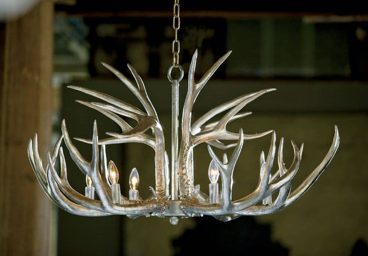 Antler Chandelier - Ambered Silver Leaf