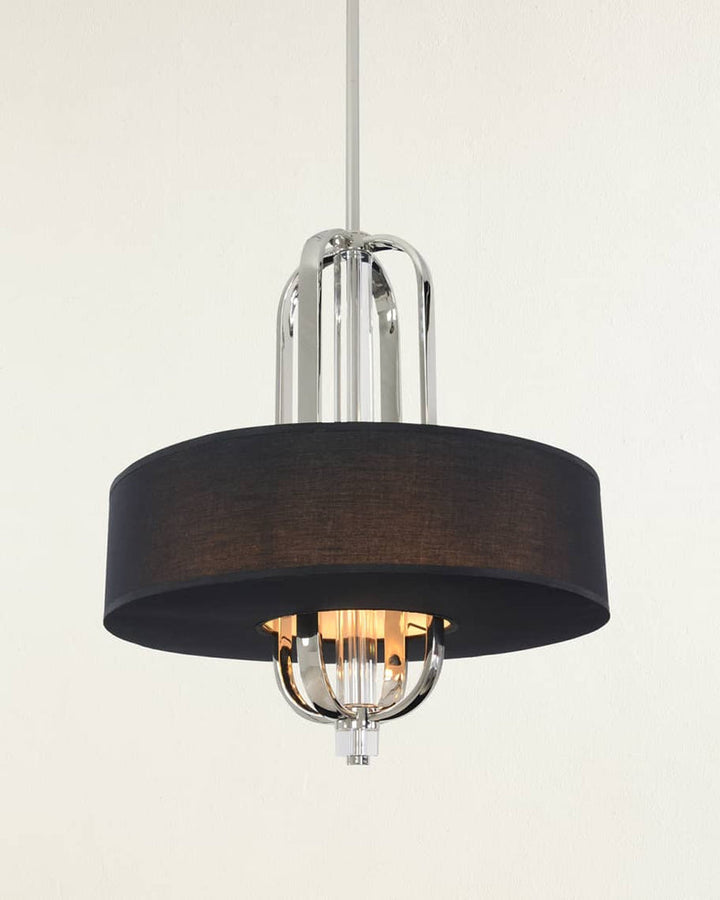 Bauhaus Era Eight-light Nickel Cage Pendant With Shade